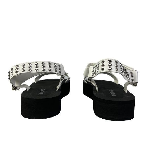 Nine West Sandals Womens Size‎ 8 Comehere3 White Studded Slip On Flats - Picture 8 of 11